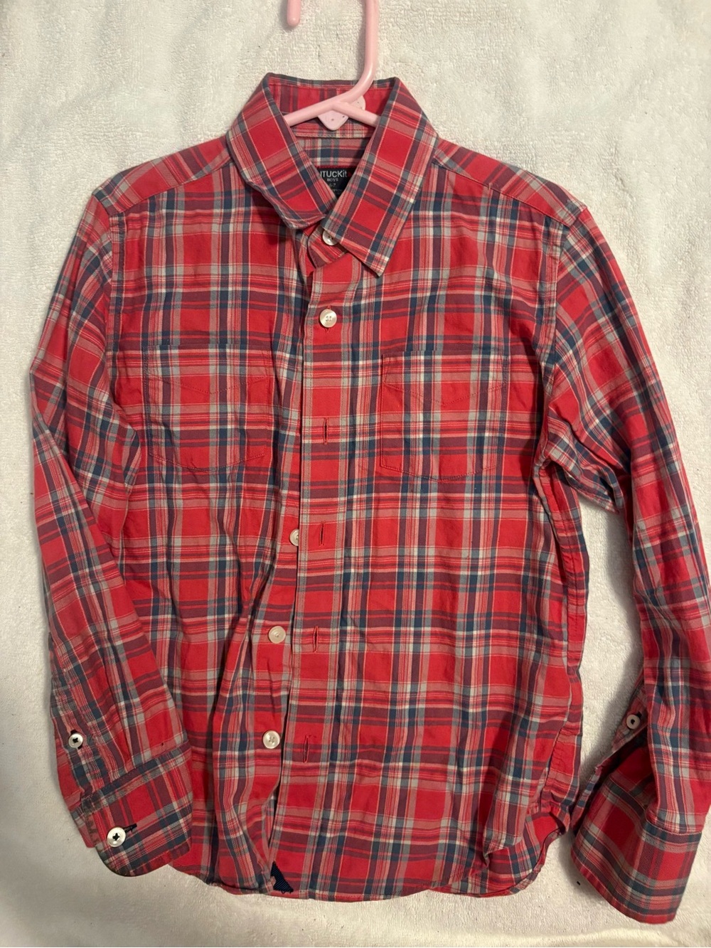 UNTUCKit Red Plaid Button-Down Shirt with Blue and White Accents